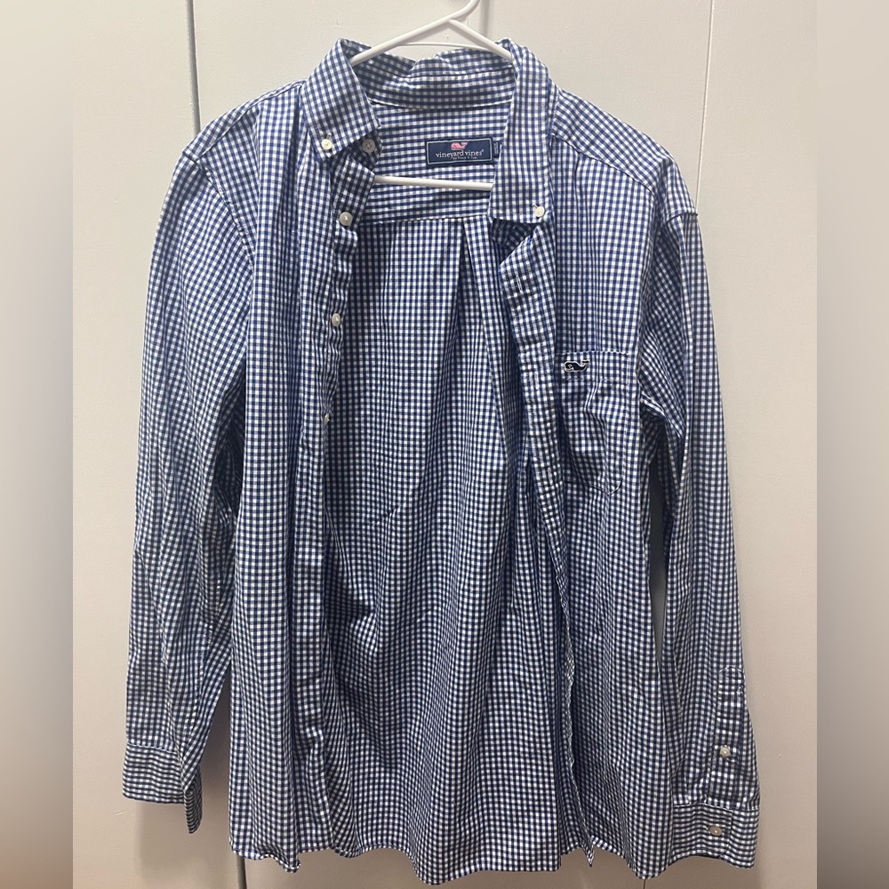 Vineyard Vines Navy Checkered Button Down Shirt